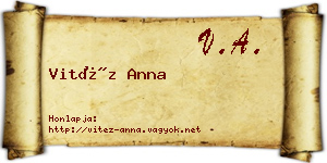Vitéz Anna névjegykártya